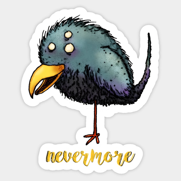 Creepy crow - Nevermore Sticker by onibug